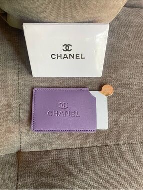 CHANEL Lavender Purple Embossed Leather Mirror